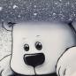 Preview: Samt Chenille Kissenpanel mit Eisbären im Schneetreiben in Grau